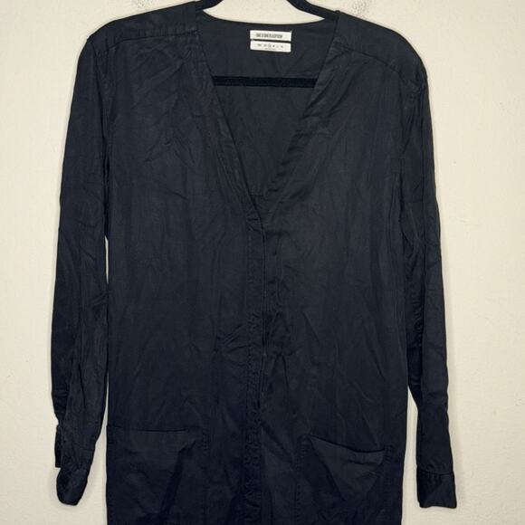 One Teaspoon Black Relaxed Jumpsuit Womenโs Size Small Deep V Button Front - Picture 6 of 15